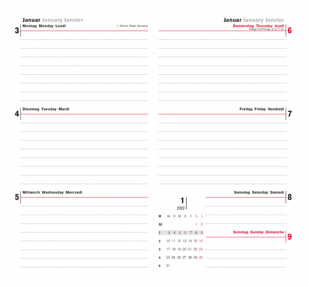 Kalender, Agenda, Tages-, Wochen-, Manager- und Pultkalender