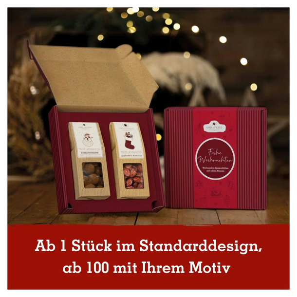 Geschenkkarton mit 2 Premium Snacks - Weihnachts-Edition