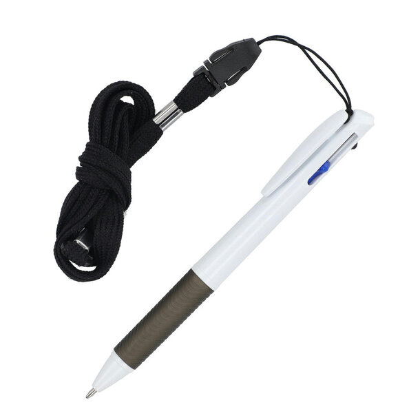 3-Farben-Stift mit Griffzone und Schlüsselband