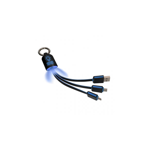 3-in-1 Ladekabel REFLECTS-ABILENE incl. Laser engravingveredeltes Muster