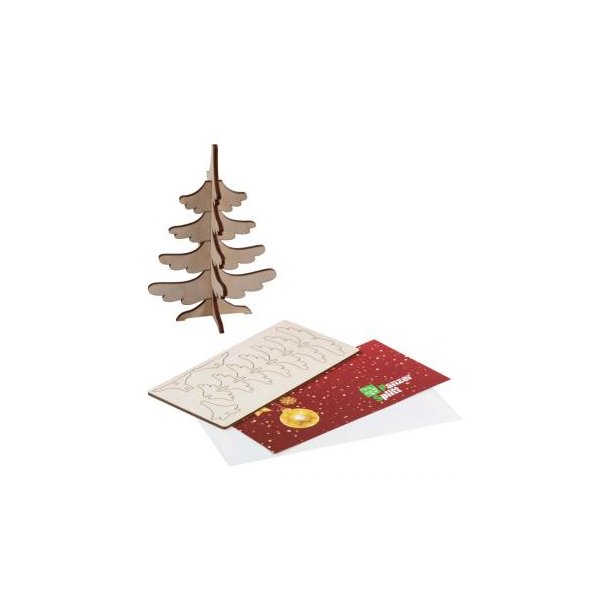 3D Holzpuzzle-Karte Tannenbaum mit Laserung
