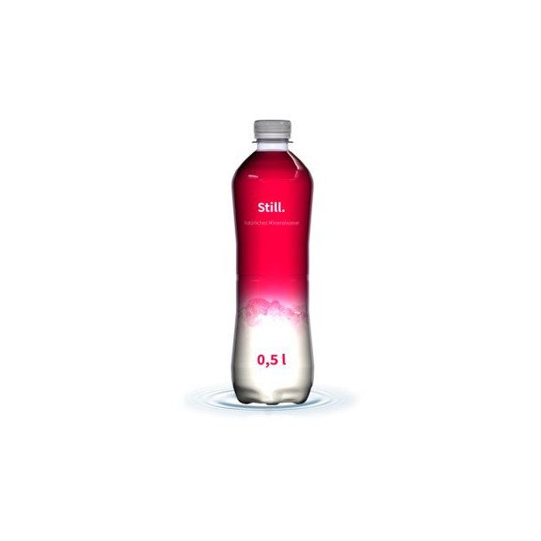 500 ml Mineralwasser "still" (Flasche "Slimline") - Fullbody Sleeve (Export - Pfandfrei)