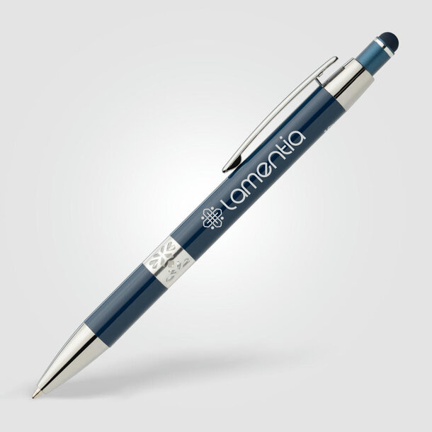 Adorn Kugelschreiber mit Chromverzierung und Stylus aus recyceltem Aluminium 