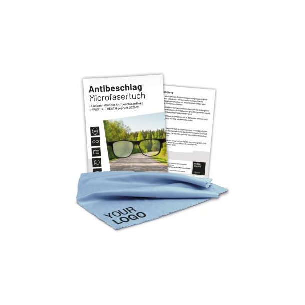 Antibeschlag-Microfasertuch blau 17x14 cm, All-Inklusive-Paket