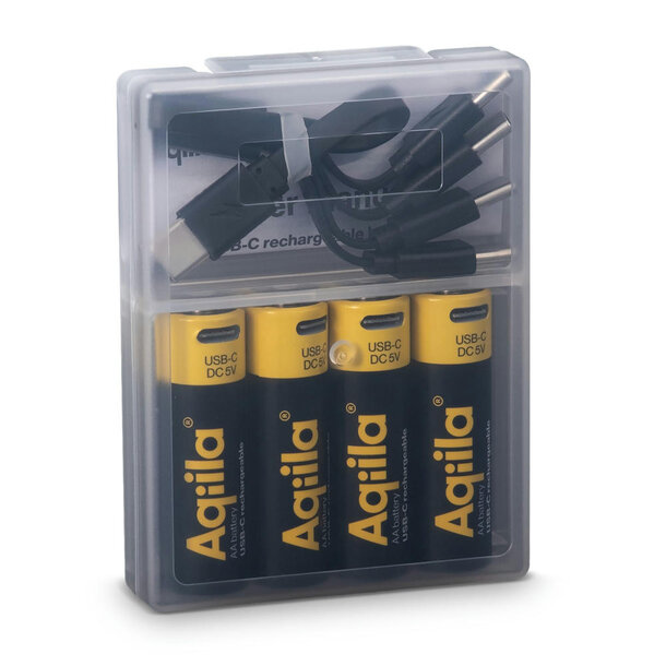 Aqiila wiederaufladbare USB-C-Batterien AA 2000 mAh, 4er-Pack