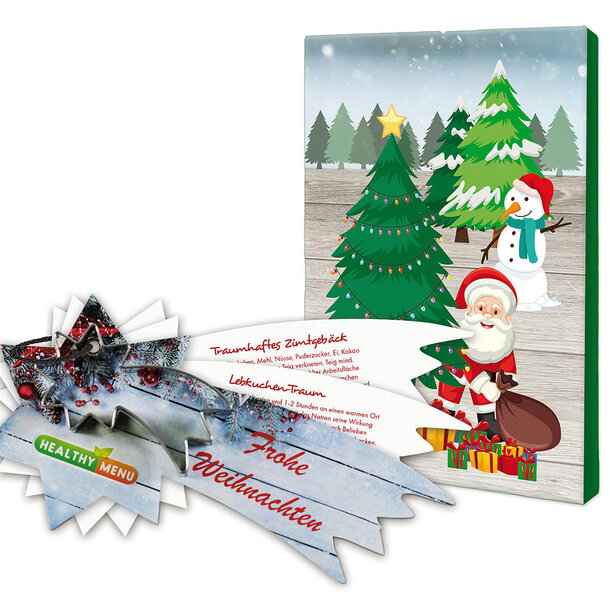 Backförmchen mit Rezeptblock Komet - in weihnachtlicher Mappe (neutral)