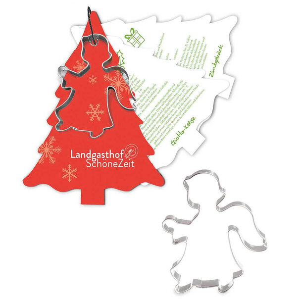 Backförmchen mit Rezeptblock Tannenbaum - Engel