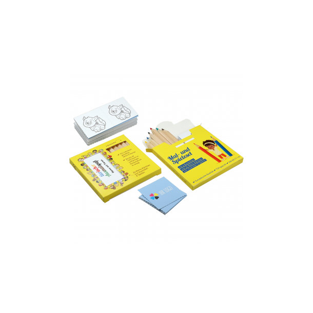 Buntstifte, Mal- und Spieleset mit Memo-Kärtchen, inklusive Rundumdruck