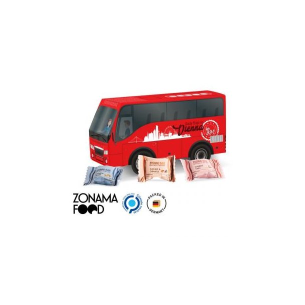 Bus Präsent Vollkartonhülle, weiß Zebra Bar Mini, 3 Sorten gemischt