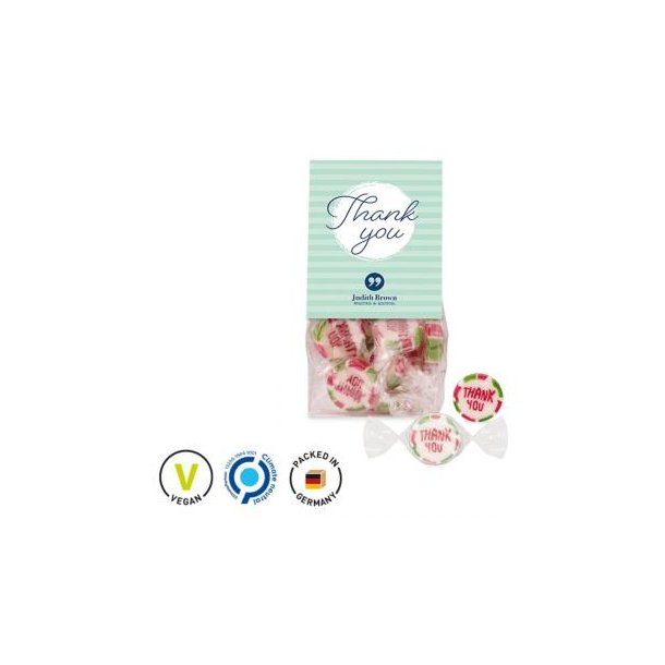 Candy Bag Werbereiter aus weißem Karton Kleeblatt