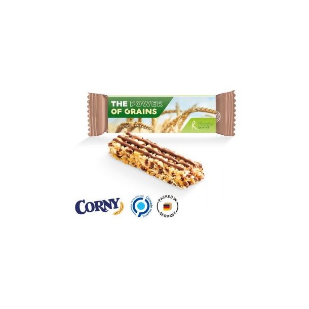 Corny Müsliriegel Werbeschuber aus weißem Karton Müsliriegel, free/Schoko