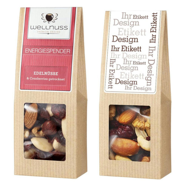 Faltschachtel - Energiespender - Cranberries  & Edelnüsse