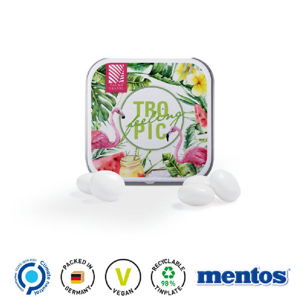 Dose Quadratisch, weiß Scharnierdeckeldose, weiß Mentos Kaudragee Mint