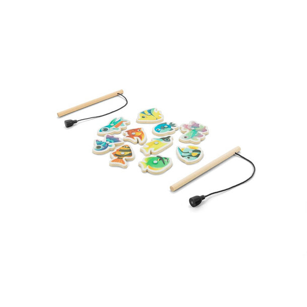 FISHY. Angelspiel mit 10 Holzfischen, ideal für Kinder