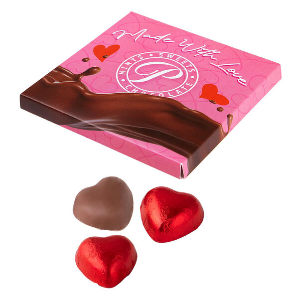 Flache Schachtel mit Schokolade