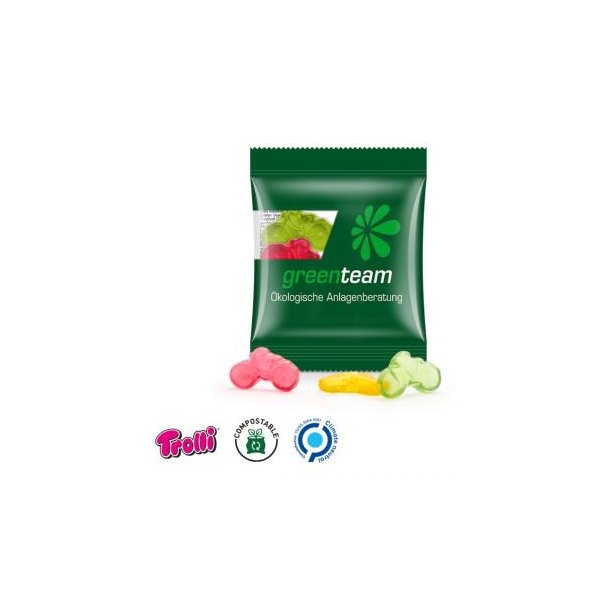 Fruchtgummi Minitüte 10g, "Fahrrad", kompostierbare Folie, transparent