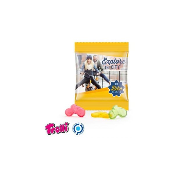 Fruchtgummi Minitüte 10g, "Fahrrad", weiß