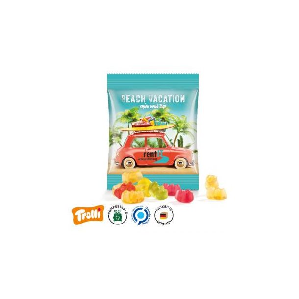 Fruchtgummi Minitüte 7 g kompostierbare Folie, weiß