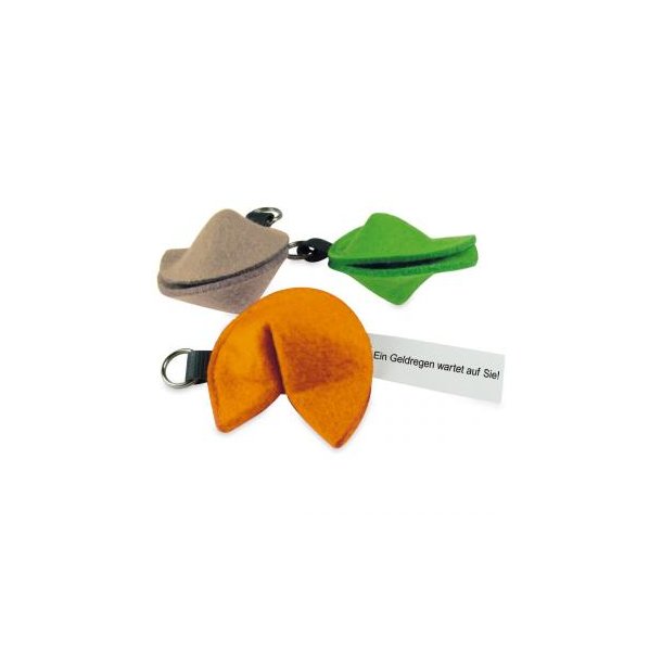 Glückskeks-Schlüsselanhänger Filz - Orange mit Laserung