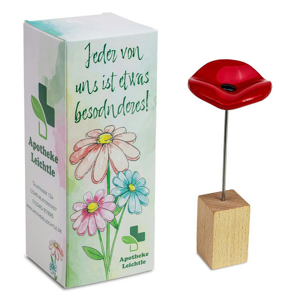Handgefertigte Glasblume - Ostern - rot