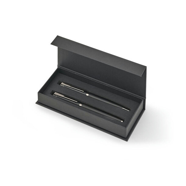 KINGSLEY. Set bestehend aus 1 Kugelschreiber und 1 Tintenroller aus Aluminium mit blauer Dokumental-Tinte