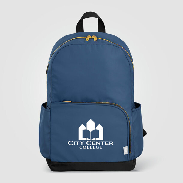 Kora Laptop-Rucksack mit zwei Fächern und goldfarbenem Reißverschluss für 15-Zoll-Laptops aus rPET – 20 L