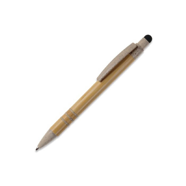 Kugelschreiber Bambus mit Touchpen und Weizenstroh Elementen