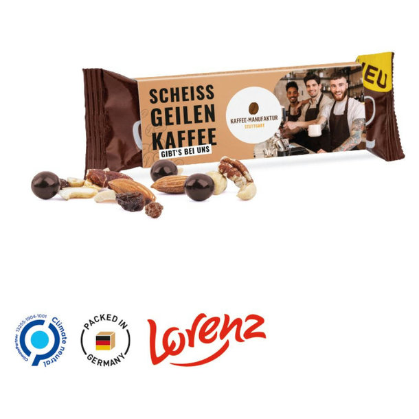 Lorenz Coffee Break Werbeschuber aus weißem Karton