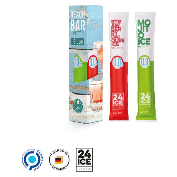 Mocktail Ice Werbeverpackung aus weißem Karton 2 x Mojito + 1 x Daiquiry