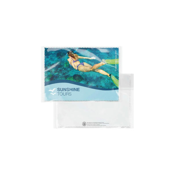 POLYCLEAN rPET Brillenputztuch 21x15 cm im Cellulosebeutel, All-Inclusive-Paket