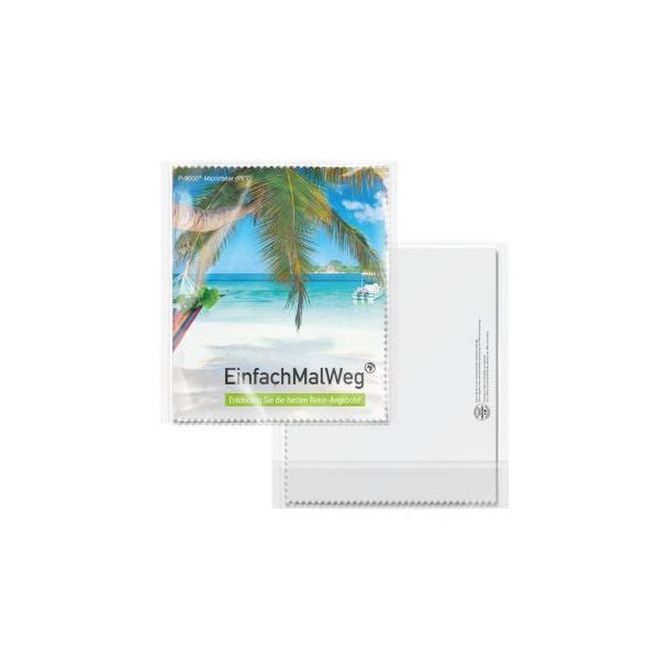POLYCLEAN rPET Brillenputztuch 30x20 cm im Cellulosebeutel, All-Inclusive-Paket