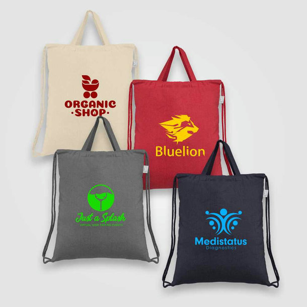Palma - Rucksack & Tragetasche mit Kordelzug aus 140g recycelter Baumwolle