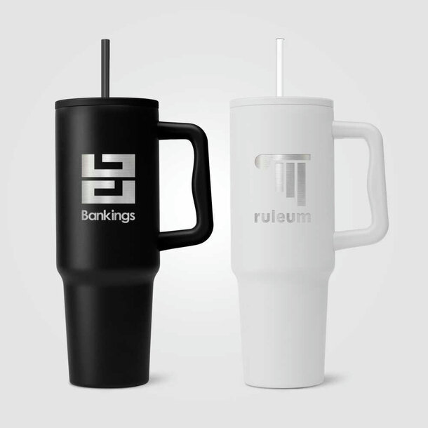 Polar Pro - 1180 ml Doppelwandiger Becher aus recyceltem Edelstahl mit Strohhalm