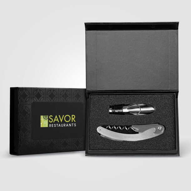 Raven Weinset aus Edelstahl und Silikon inkl. Geschenkbox - 2-tlg.