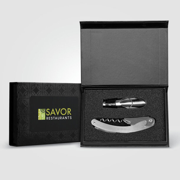 Raven Weinset aus Edelstahl und Silikon inkl. Geschenkbox - 2-tlg.