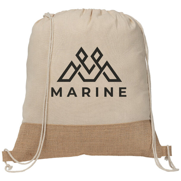 Rio™ Rucksack mit Kordelzug aus recycelter Baumwolle und Jute (140 g/m²)