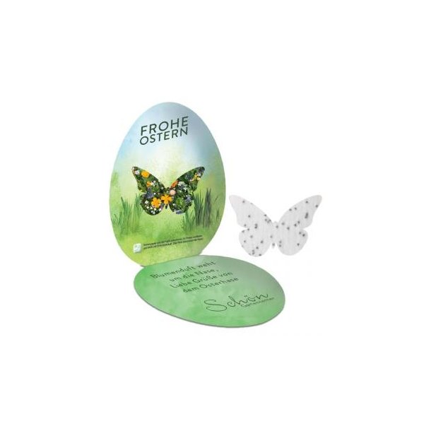 Samenpapier in Klappkärtchen Ei - Schmetterling