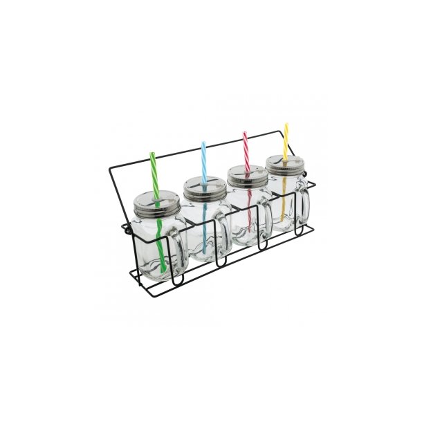 Set aus 4 Gläsern mit Strohhalmen RETUMBLER-ARACUJA