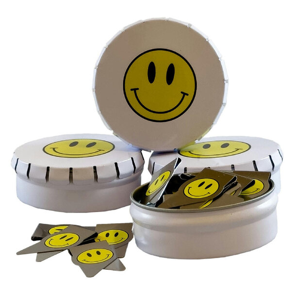 Smiley Büroklammer in Blechdose