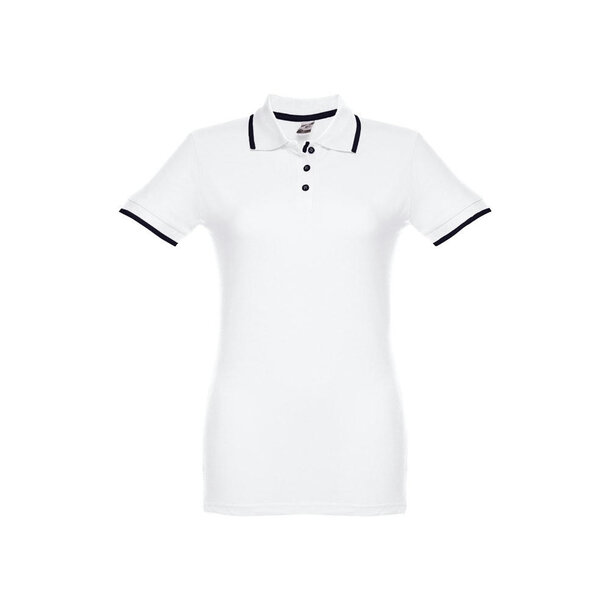 THC ROME WOMEN WH. Zweifarbiges Baumwoll-Poloshirt für Damen
