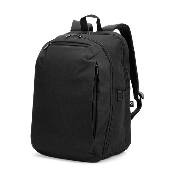 UDINE. Rucksack mit komplett öffnendem Fach aus recyceltem 300D Polyester, 16"