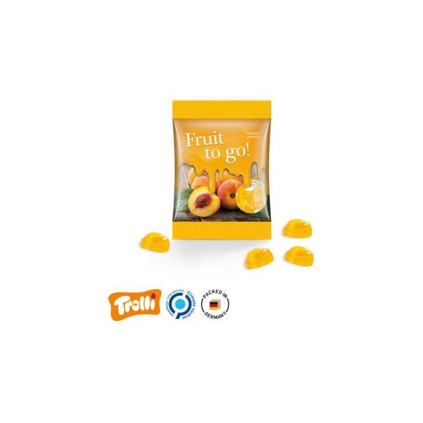 Minitüte, 105x70mm Folie, transparent Trolli Vitamin Fruchtgummi, mit Fruchtsaft und Fruchtstückchen, Pfirsich