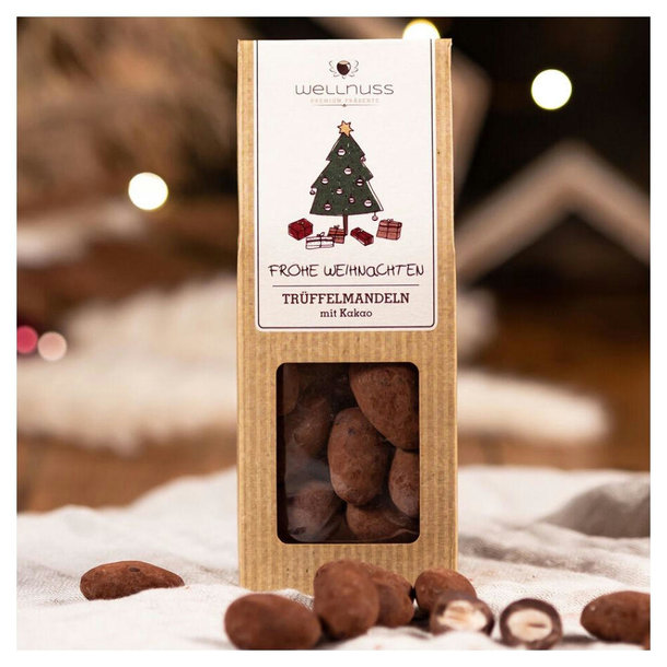 Weihnachts-Edition - Faltschachtel - Trüffelmandeln mit Kakao