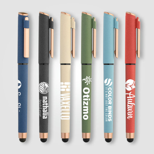 York Gelschreiber mit bronzefarbenen Akzenten und Stylus aus recyceltem Kunststoff