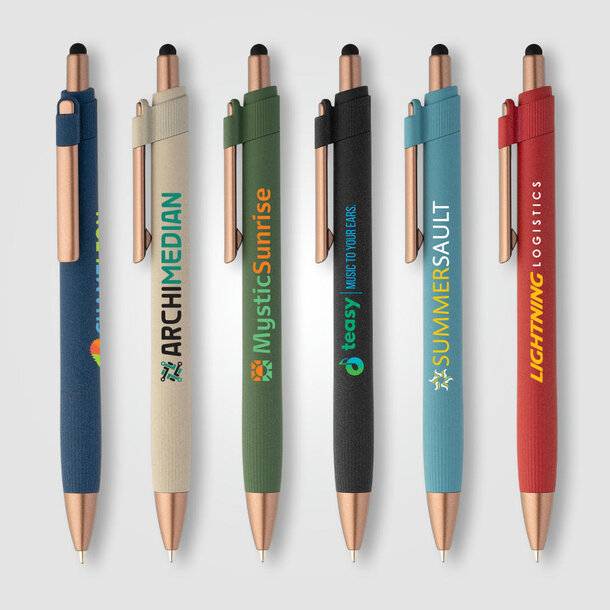 York Kugelschreiber mit bronzefarbenen Akzenten und Stylus aus recyceltem Kunststoff