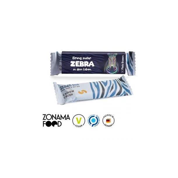 Zebra Bar Werbeschuber aus weißem Karton Cashew Crush