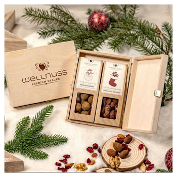 2 Premium Snacks in der Birkenholzbox - Weihnachts-Edition
