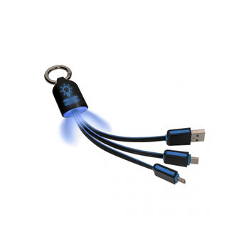 3-in-1 Ladekabel REFLECTS-ABILENE incl. Laser engravingveredeltes Muster