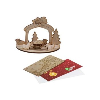 3D Holzpuzzle-Karte Krippe mit Laserung