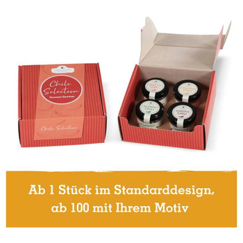 Geschenkkarton mit 4 Gourmet Gewürzen im Glas